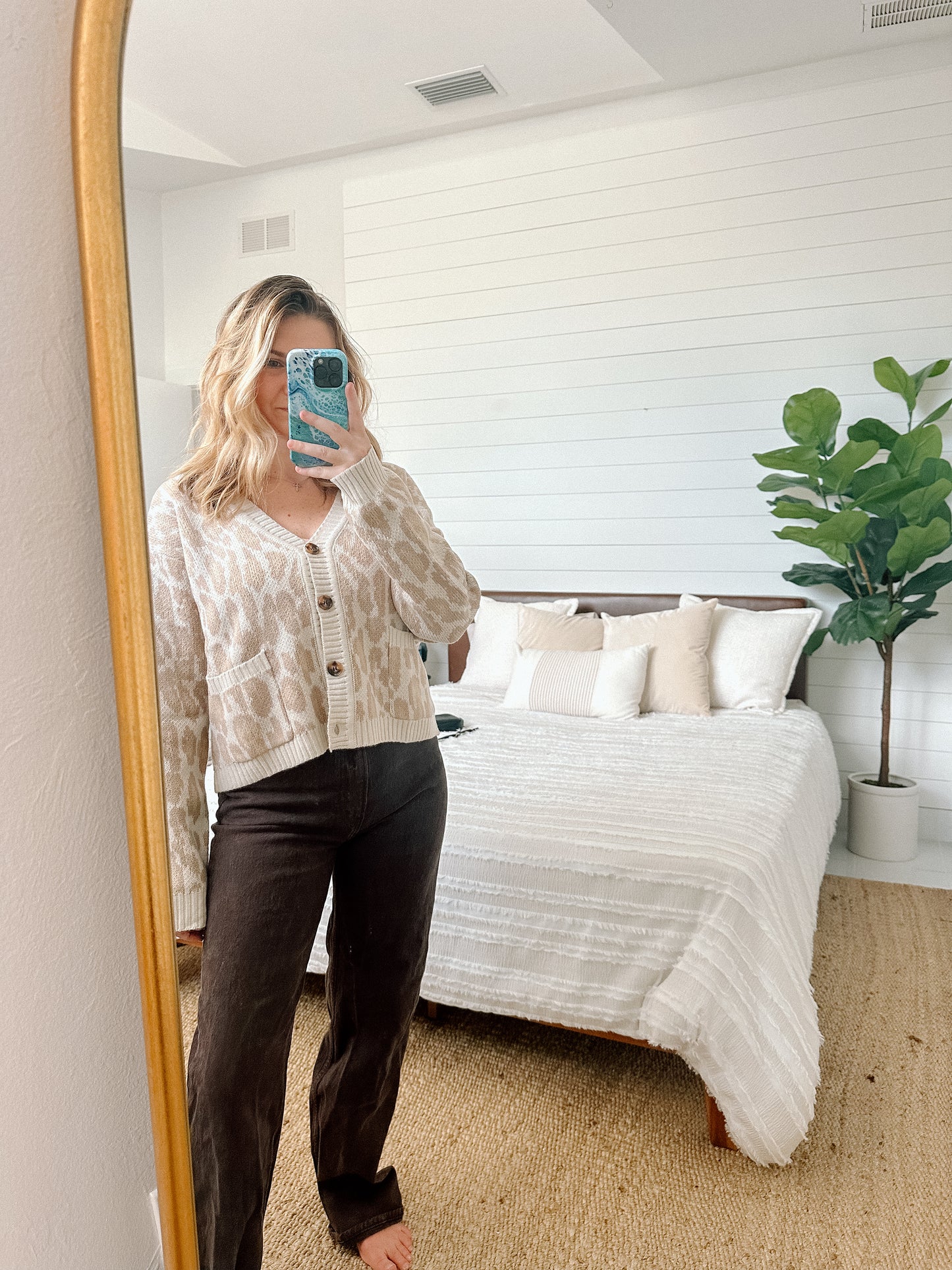 Leopard Cardigan Tan