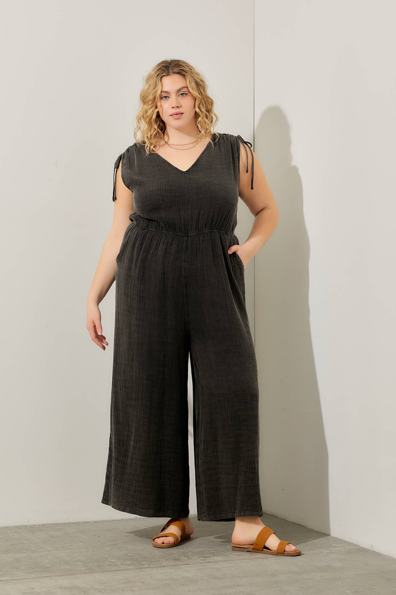WASHED DOUBLE GAUZE JUMPSUIT